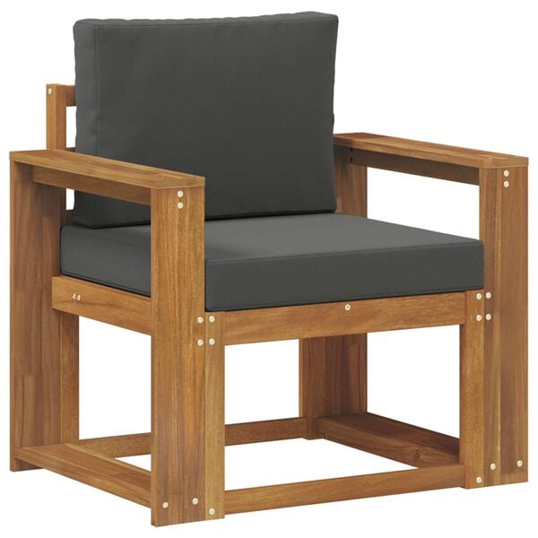 vidaXL Zunanji kavč Masivno akacijevo les in poliester Naravna