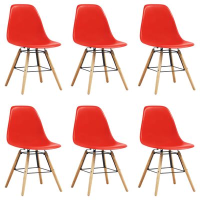 vidaXL Jedilni stoli 6 kosov rdeča plastika