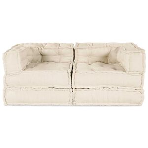 vidaXL Modularna sedežna enota 2 kos Blago Krem 140 x 70 x 56 cm