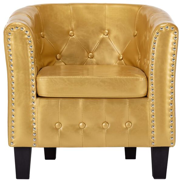 vidaXL Tubast stol iz svetlečega zlatega umetnega usnja