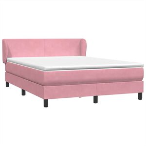 vidaXL Box spring postelja z vzmetnico roza 140x210 cm žamet