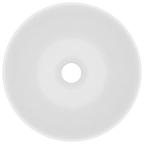vidaXL Kopalniški umivalnik keramičen mat bele barve okrogel