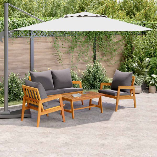 vidaXL Bistro komplet z blazino 4 pcs Rjava Masiven les akacije