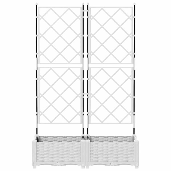 vidaXL Vrtni lonček 2 pcs Bela 80 x 40 x 125,5 cm Jeklo