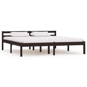 vidaXL Posteljni okvir temno rjav iz trdne borovine 180x200 cm