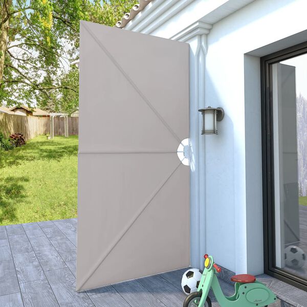vidaXL Zložljivo stransko platno za teraso krem 300x150 cm