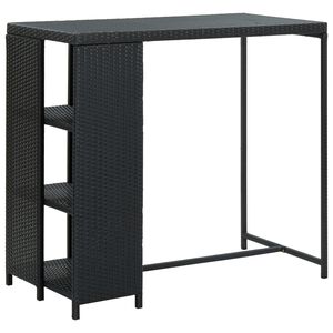 vidaXL Barska miza s stojalom za shranjevanje črna 120x60x110 cm