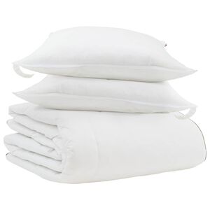 vidaXL Zimska posteljnina z blazino 3 pcs Bela Perje