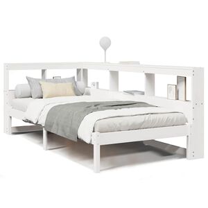 vidaXL Knjižna postelja brez vzmetnice bela 75x190 cm trdna borovina