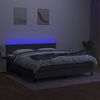 vidaXL Box spring postelja z vzmetnico LED temno siva 180x200 cm blago