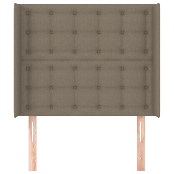vidaXL Vzglavje z u&scaron;esi taupe 103x16x118/128 cm blago