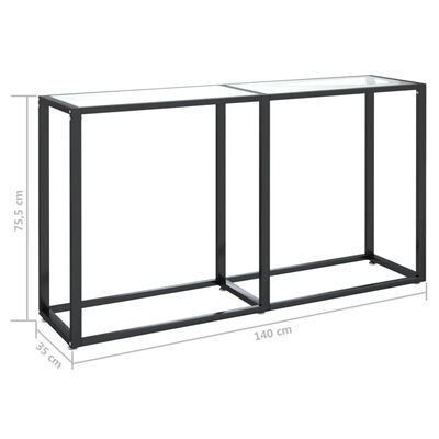 vidaXL Konzolna mizica prozorna 140x35x75,5 cm kaljeno steklo