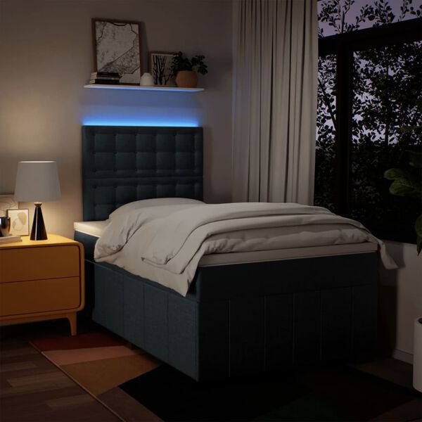 vidaXL Box spring postelja z vzmetnico modra 120x190 cm blago