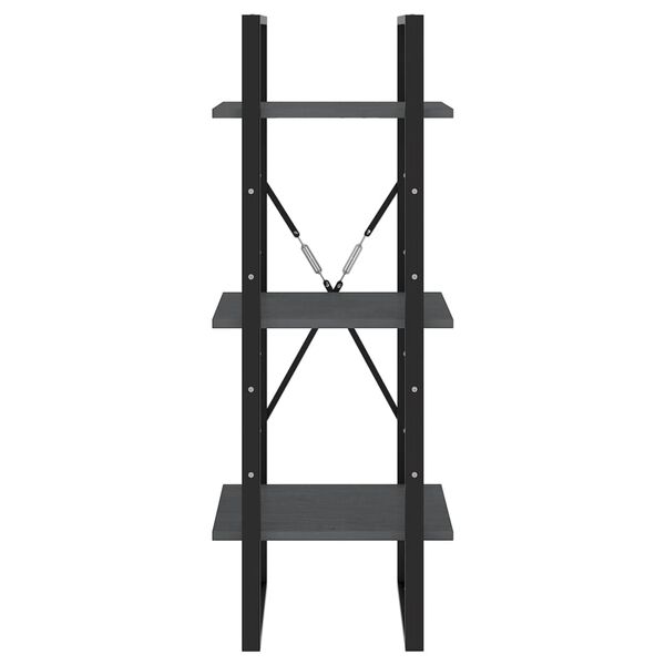 vidaXL Knjižna omara 3-nadstropna siva 40x30x105 cm trdna borovina