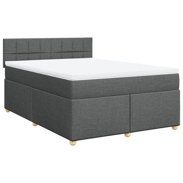 vidaXL Box spring posteljni z vzmetnico temno siv 140x190 cm blago