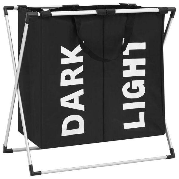 vidaXL Ko&scaron; za sortiranje perila 2-delni črn