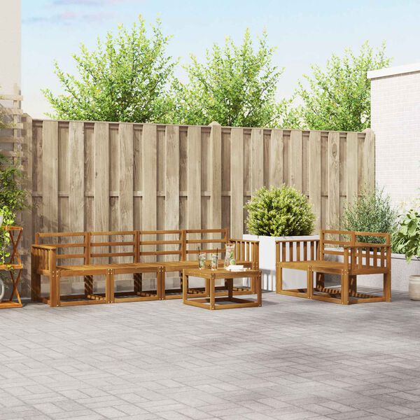 vidaXL Zunanja garnitura za sedenje 7 pcs Naravna Masiven les akacije