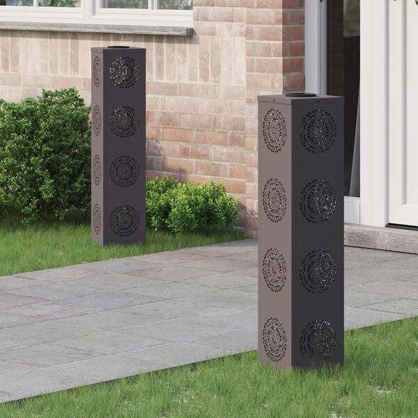 vidaXL Solarno LED svetilo za pot 2 pcs Črna Medenina