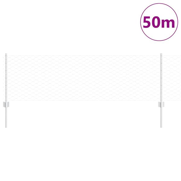 vidaXL Ograja s stebrom srebrna 0,6 x 50 m Jeklo