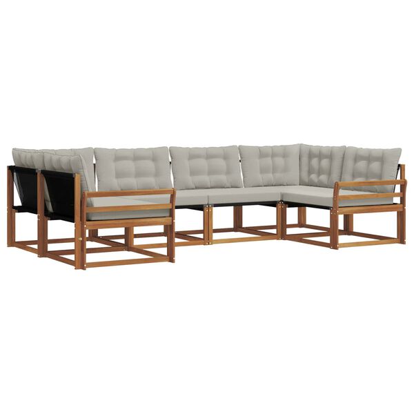 vidaXL Zunanja garnitura za sedenje 6 pcs Naravna in svetlo siva