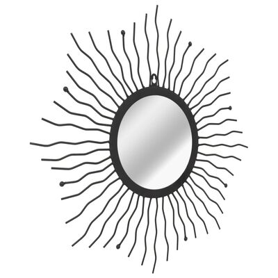 vidaXL Stensko ogledalo sonce 60 cm črne barve