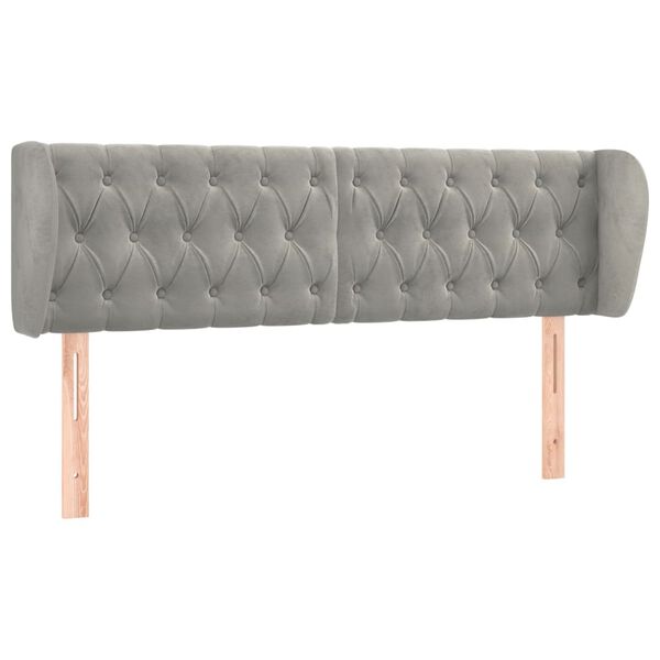 vidaXL Vzglavje z u&scaron;esi svetlo sivo 147x23x78/88 cm žamet