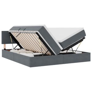 vidaXL Postelja s shranjevanjem z vzmetnico Temno siva 90 x 200 cm