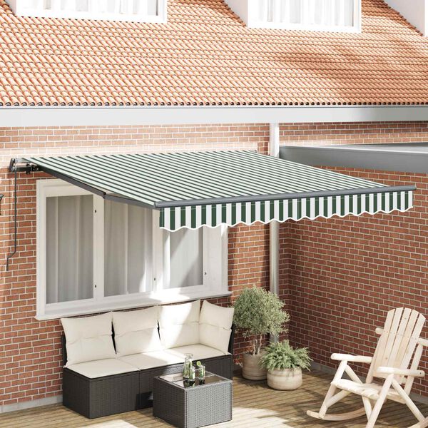 vidaXL Retraktilna tenda Zelena in Bela 350 x 250 cm