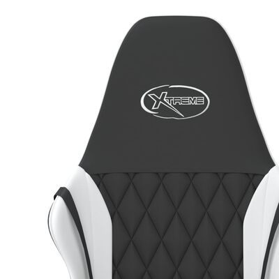 vidaXL Gaming stol črno in belo umetno usnje