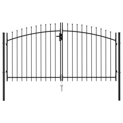 vidaXL Dvojna vrata za ograjo koničasta jeklo 3x1,5 m črna