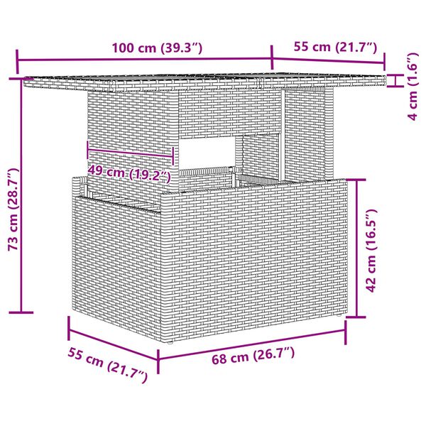 vidaXL Vrtna sedežna garnitura s shranjevanjem 9 pcs Črna Poly ratan