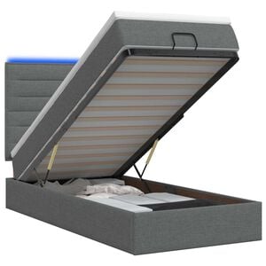 vidaXL Otomanska postelja z vzmetnico in LED Temno siva 80 x 200 cm