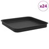 vidaXL Kvadraten cvetlični pladenj 24 kos Črna 25,5 x 25,5 x 2,5 cm