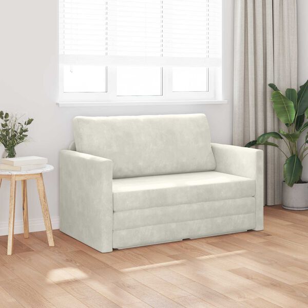 vidaXL Sofa postelja 110cm krema Žamet