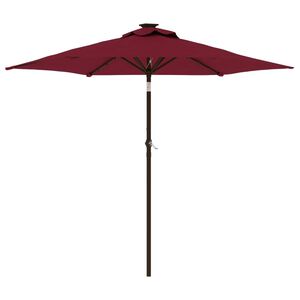 vidaXL Vrtni senčnik z LED in jeklenim drogom rdeč 225x225x212 cm