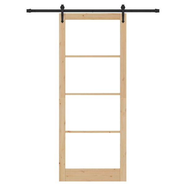 vidaXL Drsna vrata Naravna 83 x 232 cm Trden borov les in steklo