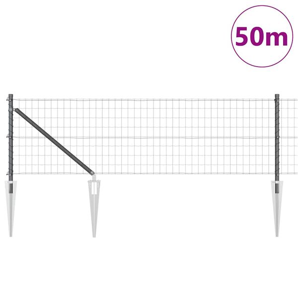 vidaXL Ograja s stebrom Siva 0,4 x 50 m Jeklo in PVC