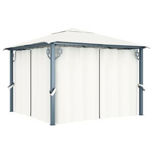 vidaXL Paviljon z zaveso 300x300 cm krem aluminij