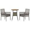 vidaXL Komplet za jedilnico v vrtu 3 pcs Siva poli ratan