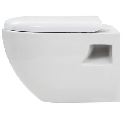 vidaXL Viseča WC školjka keramična bela