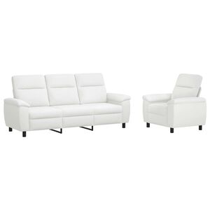 vidaXL Kavčna garnitura 2 pcs Bela Blago