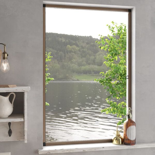 vidaXL Komarnik za okna rjav 90x120 cm