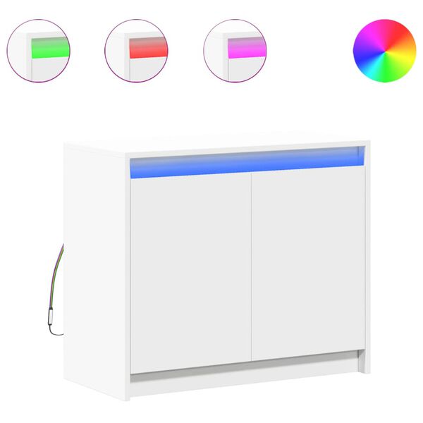 vidaXL Komoda z LED bela 72x34x61 cm inženirski les