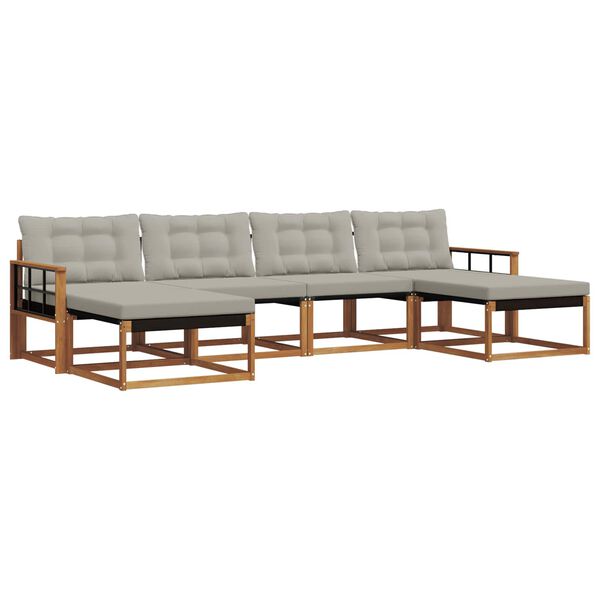 vidaXL Zunanja garnitura za sedenje 6 pcs Naravna in svetlo siva