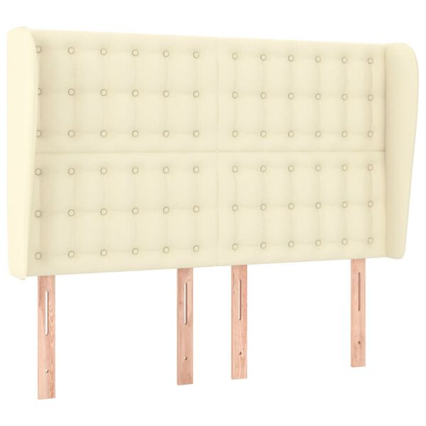 vidaXL Vzglavje z u&scaron;esi krem 147x23x118/128 cm umetno usnje