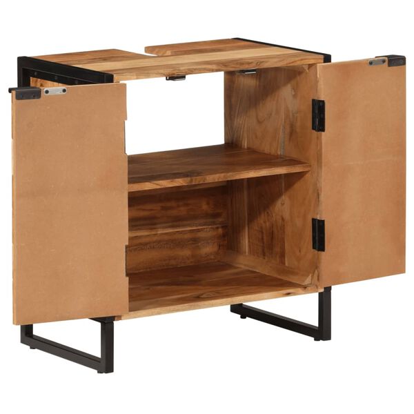 vidaXL Kopalniška omarica 55x35x60 cm akacijev les in železo