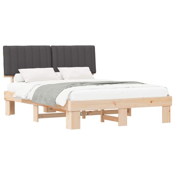 vidaXL Posteljni okvir z oblazinjenim vzglavjem z vzglavjem Temno siva