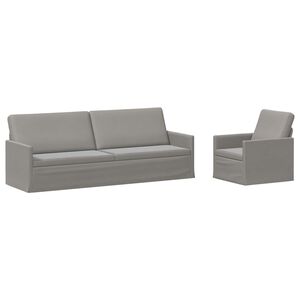 vidaXL Kavčna garnitura 2 pcs Svetlo siva Žamet
