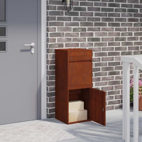 vidaXL &Scaron;katla za dostavo Rjav 41 x 38 x 103 cm Vremensko odporno jeklo