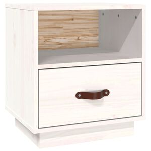 vidaXL Nočna omarica bela 40x34x55 cm trdna borovina
